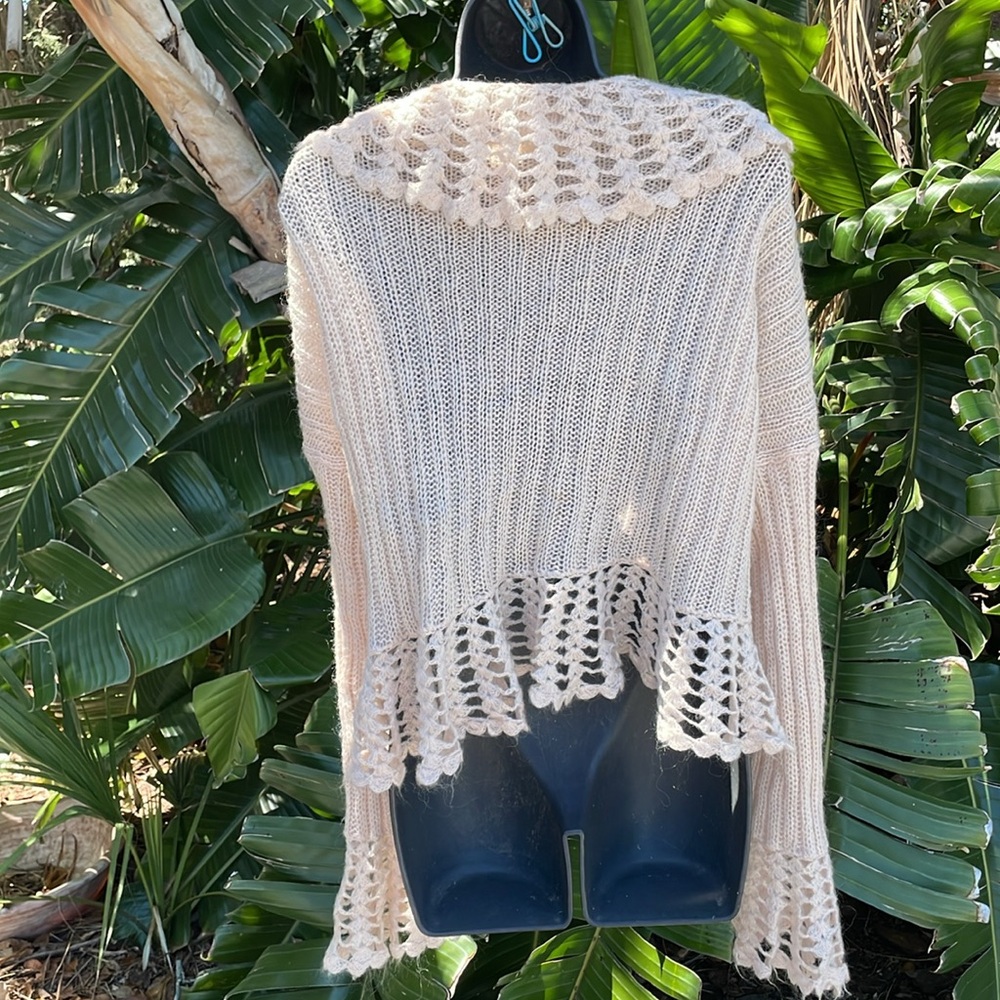 Crochet trimmed bell sleeve cardigan by Newport News - Picture 4 of 6